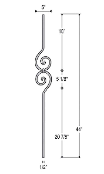 Spiral Scroll Iron Baluster : 2582 | Stair parts