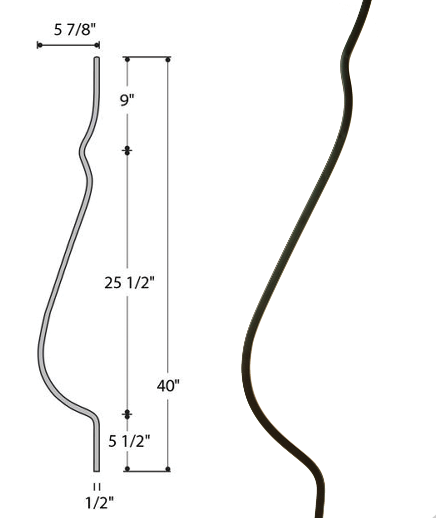 Belly Plain Iron Baluster : 2986 | Stair parts