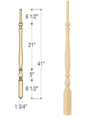 Bristol Pin Top Wood Baluster : C-5151 | Stair parts