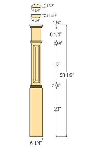 True Raised Panel Box Newel with Interchangeable Caps : C-4091-RP | Stair parts