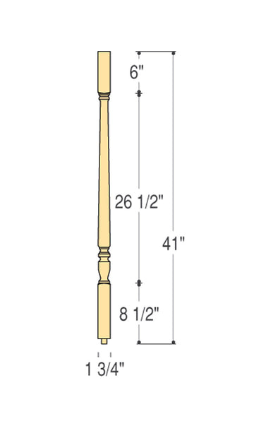 Marion Square Top Wood Baluster: C-5241 | Stair parts
