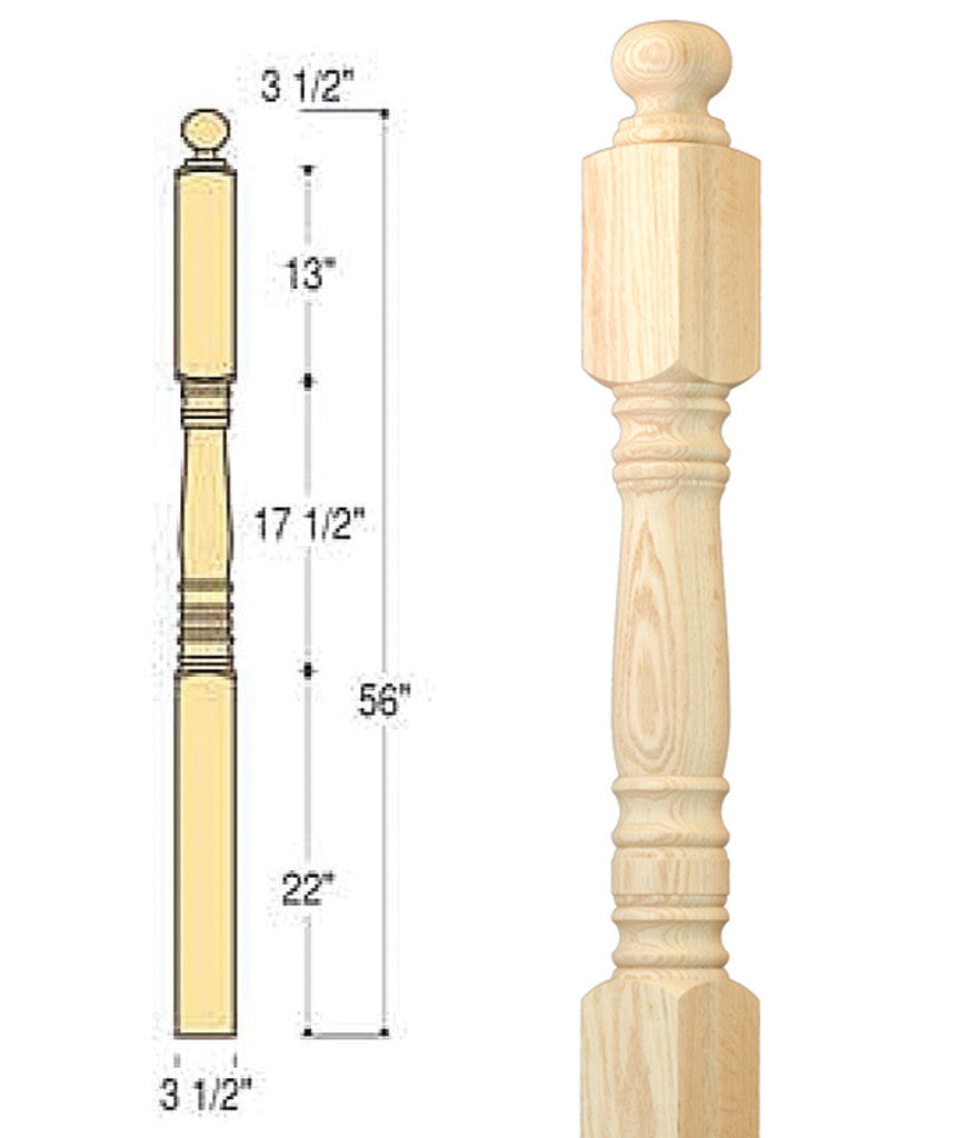 Classic Ball Top Angle/Landing Newel : C-4009 | Stair parts
