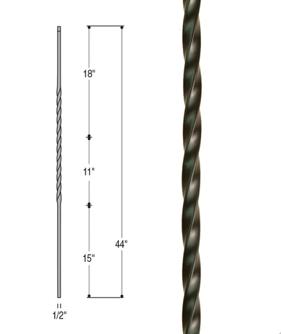 Single Long Twist Iron Baluster : 2554 | Stair parts