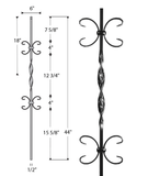 Single Ribbon Double Butterfly Iron Baluster : 2563 | Stair parts