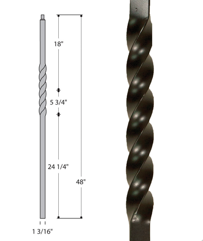 Single Twist Iron Newel C-2452 | Stair parts