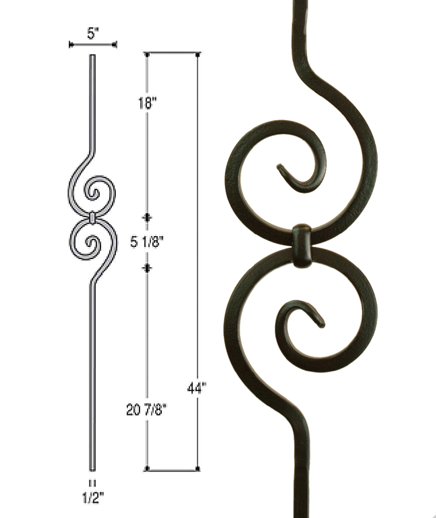 Spiral Scroll Iron Baluster : 2582 | Stair parts