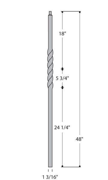 Single Twist Iron Newel   C-2452 | Stair parts