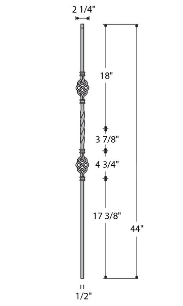 Double Basket Iron Baluster : 2553 | Stair parts