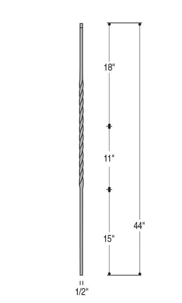 Single Long Twist Iron Baluster : 2554 | Stair parts