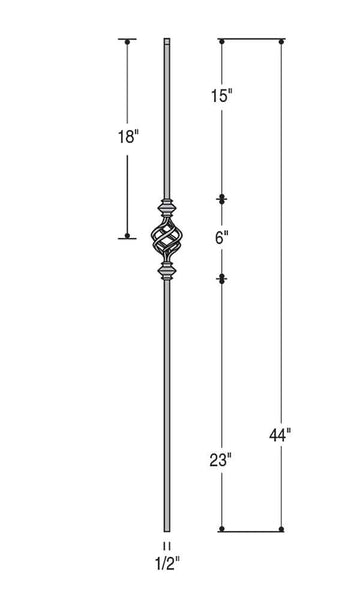 Double Knuckle Single Basket Iron Baluster : 2558 | Stair parts