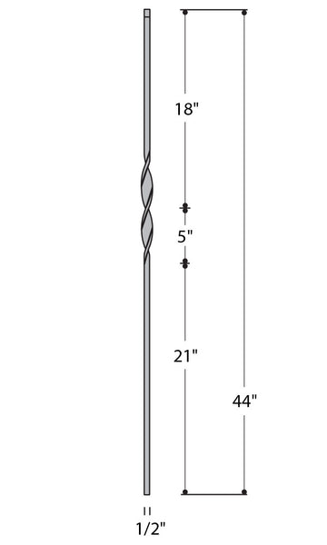 Single Ribbon Iron Baluster : 2560 | Stair parts