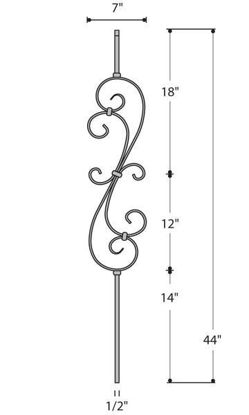 Large Scroll Iron Baluster : 2580 | Stair parts