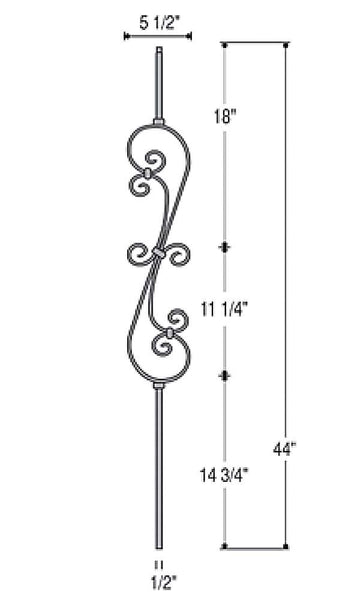 Skinny Scroll Iron Baluster : 2581 | Stair parts