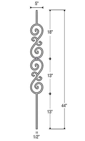 Double Scroll Iron Baluster : 2583 | Stair parts