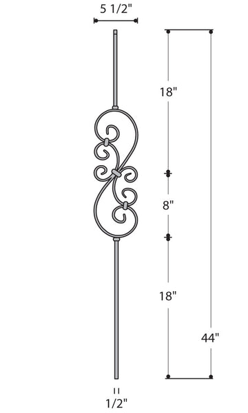 Small Scroll Iron Baluster : 2585 | Stair parts