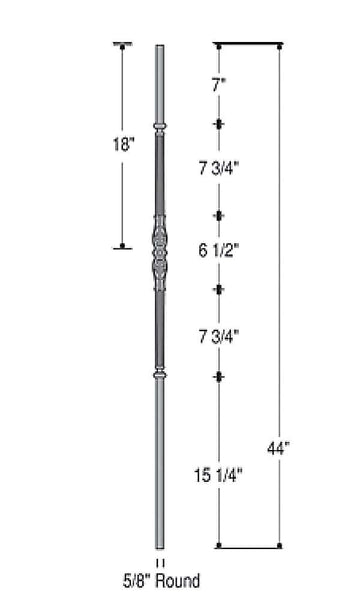 Venetian Fluted with Roman Knuckle Iron Baluster : 2598 | Stair parts