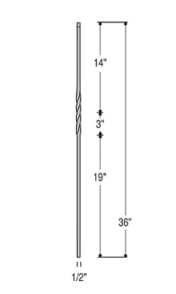Single Twist Iron Baluster : 2650 | Stair parts