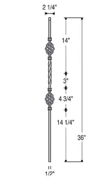 Double Basket Iron Baluster : 2653 | Stair parts