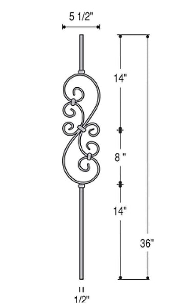 Small Scroll Iron Baluster : 2685 | Stair parts