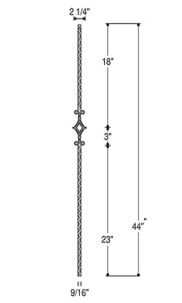 Single Window Iron Baluster : 2760 | Stair parts