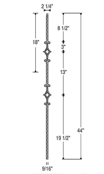 Double Window Iron Baluster : 2761 | Stair parts