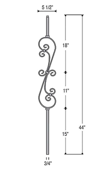 Mega Skinny Scroll Iron Baluster : 2881 | Stair parts