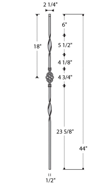 Double Ribbon Single Basket Iron Baluster : 2962 | Stair parts