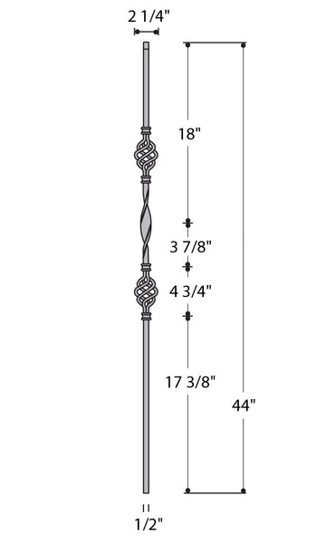 Single Ribbon Double Basket Iron Baluster : 2963 | Stair parts