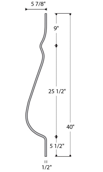 Belly Plain Iron Baluster : 2986 | Stair parts