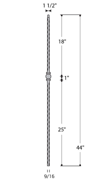 Single Forged Ball Iron Baluster : 2990 | Stair parts