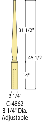 Art Deco Adjustable Starting Newel      C-4862 | Stair parts