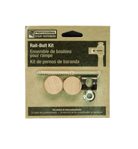 Rail Bolt Fastener with 1" Flush Mount Plugs  C-3302 | Stair parts