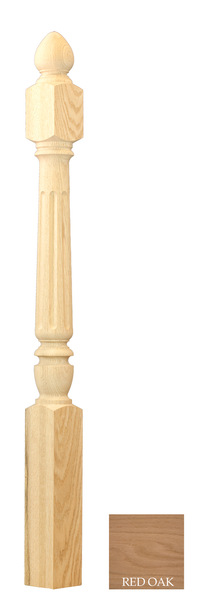 Chippendale (Flute) Angle / Landing Newel 3-1/2" x 60" (Pointed Top) C-4285 | Stair parts