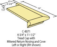 Returned Tread LH Cap 5-1/4"x 12" : C-8071 | Stair parts