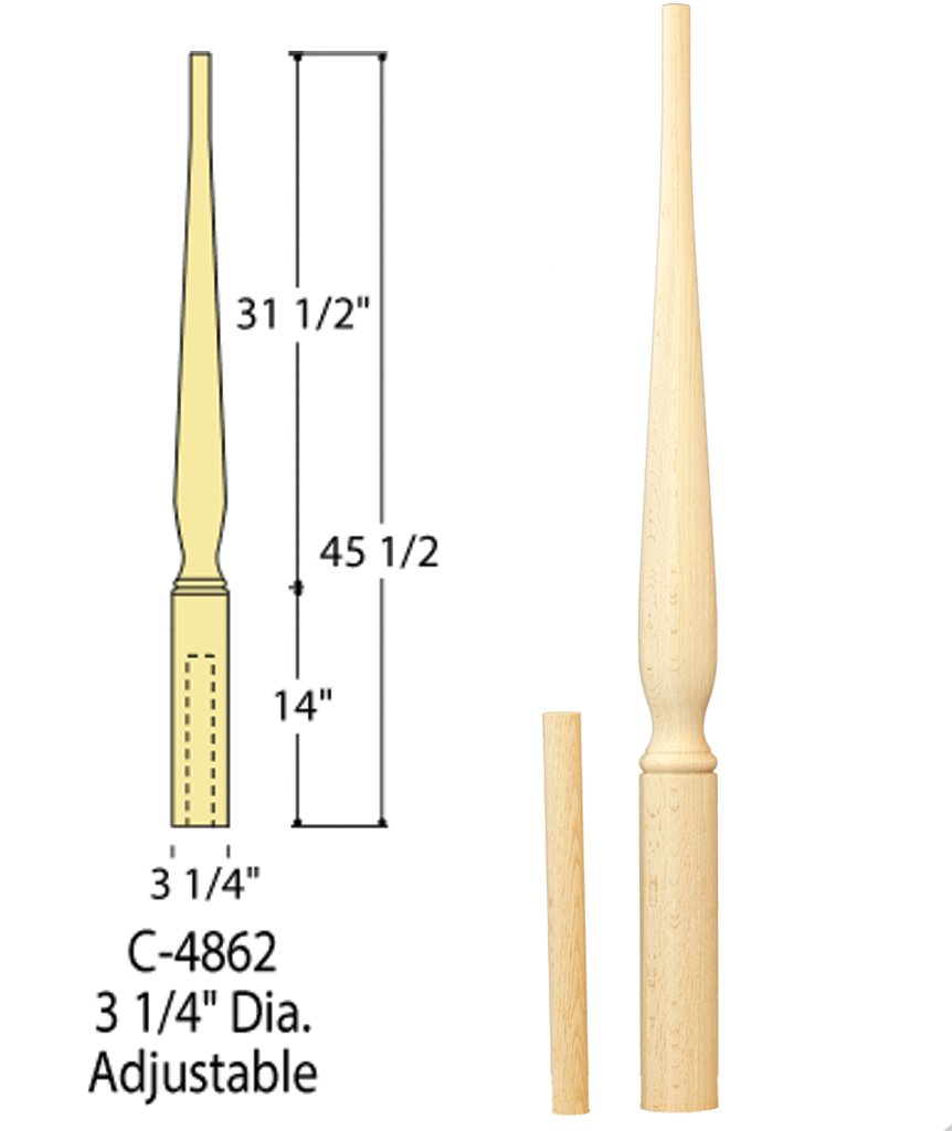 Art Deco Adjustable Starting Newel      C-4862 | Stair parts