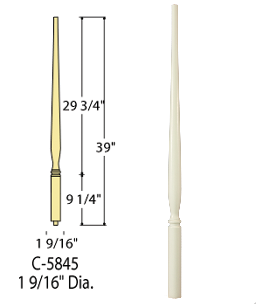 Art Deco Pin Top Wood Baluster: C-5845 | Stair parts