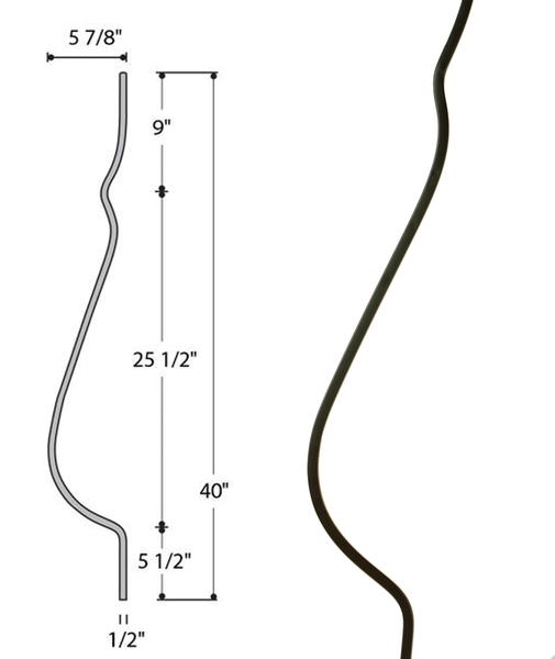 Belly Plain Iron Baluster : 2986 | Stair parts