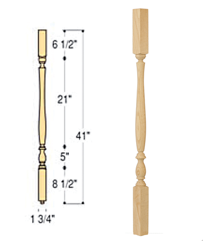 Bristol Square Top Wood Baluster : C-5141 | Stair parts