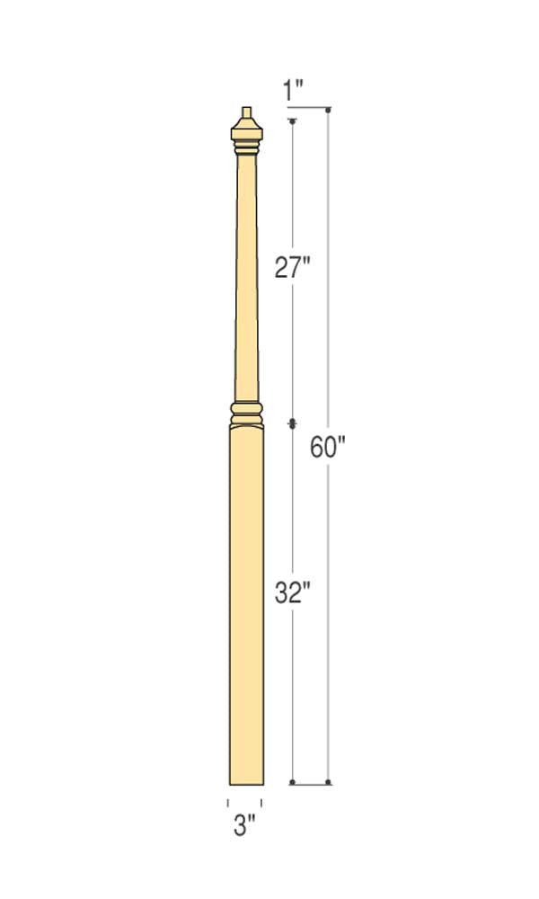 Traditional Angle/Landing Newel : C-4035 | Stair parts