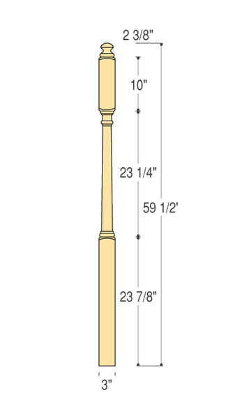 Traditional Ball Top Landing Newel : C-4045BT | Stair parts