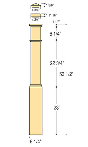 Plain Box Newel with Interchangeable Caps : C-4091 | Stair parts