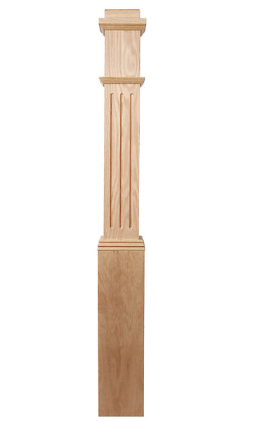 Fluted Box Newel with Interchangeable Caps :  C-4091-F | Stair parts
