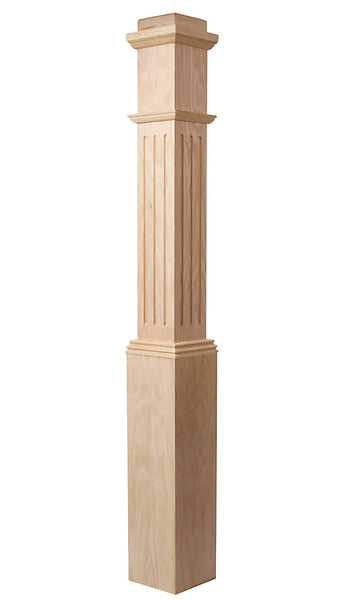 Fluted Box Newel with Interchangeable Caps :  C-4091-F | Stair parts