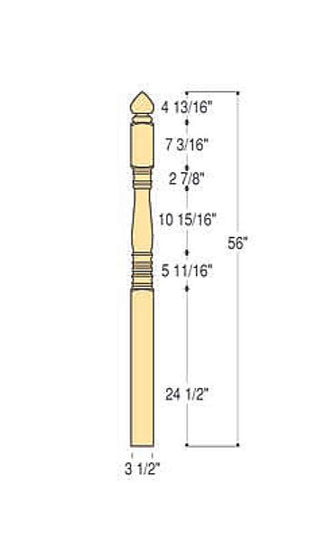 Classic Colonial Top Starting Newel : C-4242 | Stair parts