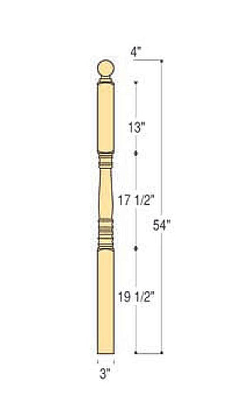 Traditional Angle/Landing Ball Top Newel : C-4556BT | Stair parts
