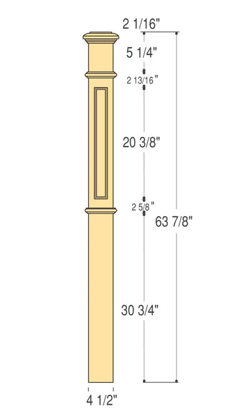 Flat Panel Box Newel (Medium) : C-4691-FP | Stair parts