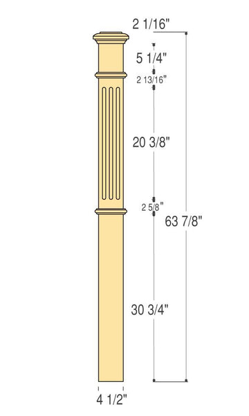 Fluted Box Newel : C-4695-F | Stair parts
