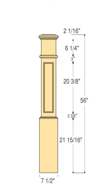 Flat Panel Box Newel (Large) : C-4891-FP | Stair parts