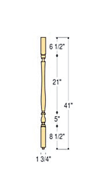 Bristol Square Top Wood Baluster : C-5141 | Stair parts