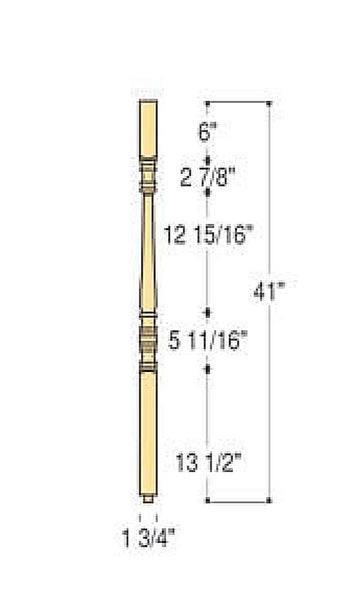 Classic Square Top Wood Baluster : C-5601 | Stair parts